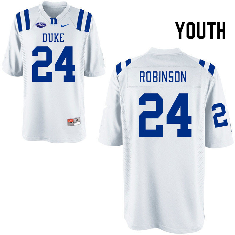 Youth #24 Kimari Robinson Duke Blue Devils College Football Jerseys Stitched Sale-White